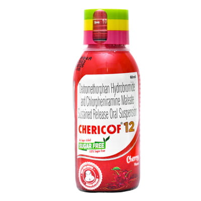 Chericof 12 Cherry Flavour Sugar Free Bottle Of 60ml Suspension