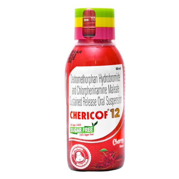 Chericof 12 Cherry Flavour Sugar Free Bottle Of 60ml Suspension