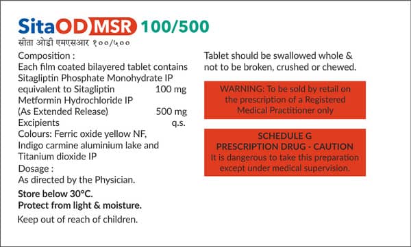 Sita Od Msr 100/500mg Strip Of 10 Tablets