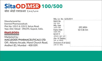 Sita Od Msr 100/500mg Strip Of 10 Tablets