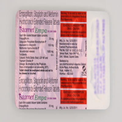 Istamet Empa 25/100/1000mg Strip Of 10 Tablets