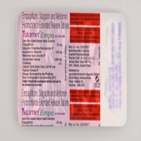 Istamet Empa 25/100/1000mg Strip Of 10 Tablets