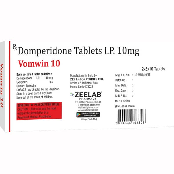Vomwin 10Mg Strip Of 10 Tablets