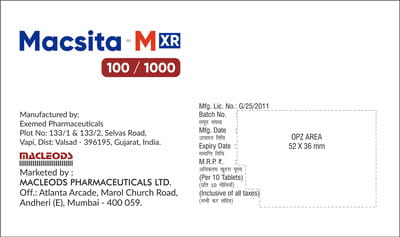 Macsita M Xr 100/1000mg Strip Of 10 Tablets