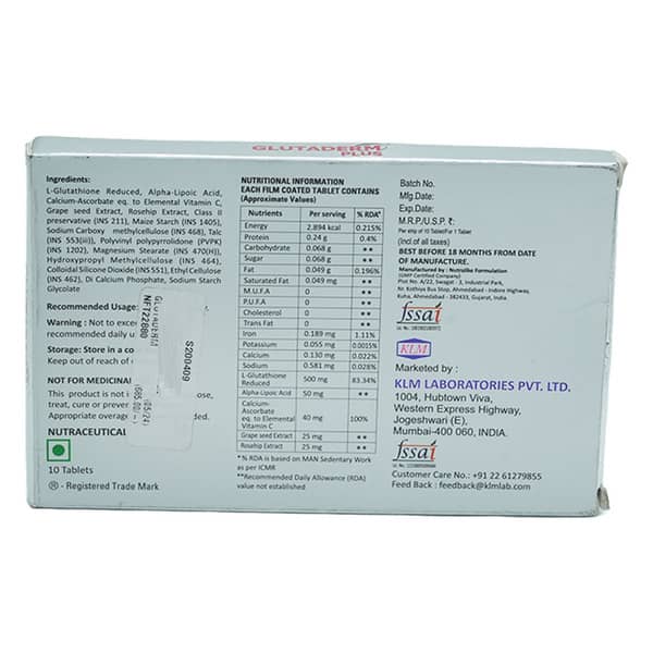 Glutaderm Plus Strip Of 10 Tablets