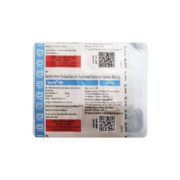 Vertin Od 48mg Strip Of 15 Tablets