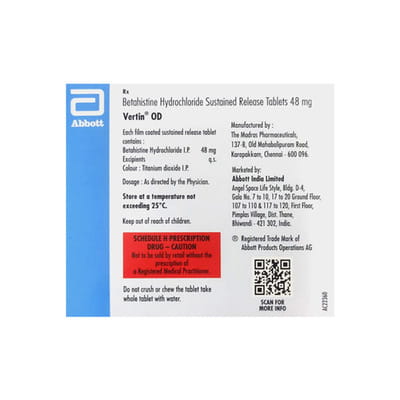 Vertin Od 48mg Strip Of 15 Tablets
