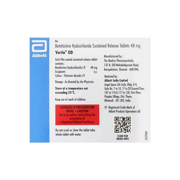 Vertin Od 48mg Strip Of 15 Tablets
