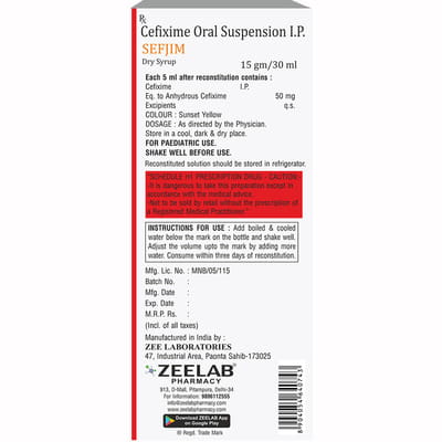 Sefjim Bottle Of 30ml Dry Syrup