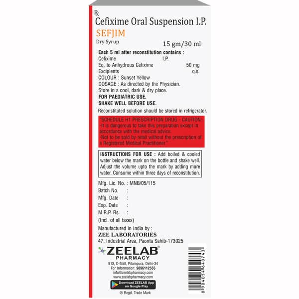 Sefjim Bottle Of 30ml Dry Syrup