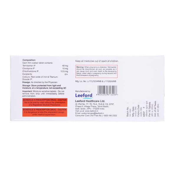 Cilnep Trio 40/10Mg Strip Of 10 Tablets