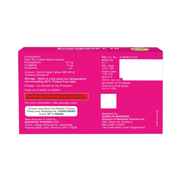 Empaglyde L 10mg Strip Of 10 Tablets