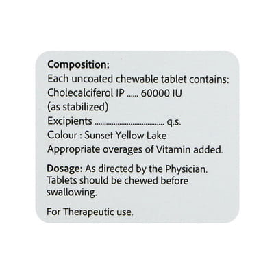 D Code 60k Orange Flavour Sugar Free Strip Of 4 Chewable Tablets