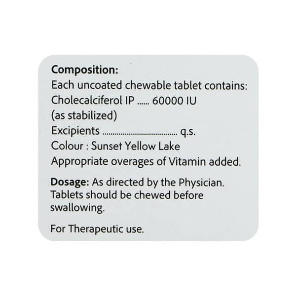 D Code 60k Orange Flavour Sugar Free Strip Of 4 Chewable Tablets