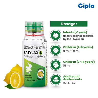 Easylax L Lemon Flavour Sugar Free Bottle Of 100ml Oral Solution