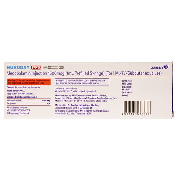 Nuroday Pfs 1500mcg Pre Filled Syringe Of 1ml Injection