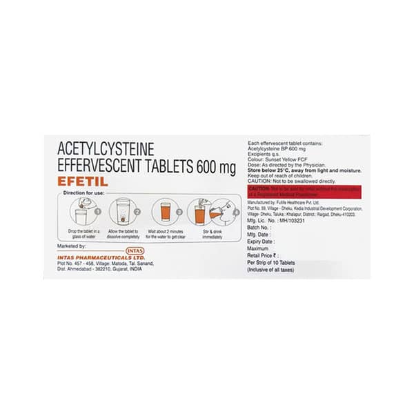 Efetil 600Mg Orange Flavour Sugar Free Strip Of 10 Effervescent Tablets
