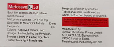 Metosave Xl 50mg Strip Of 10 Tablets