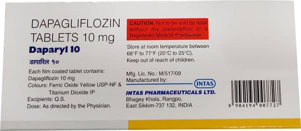 Daparyl 10mg Strip Of 10 Tablets