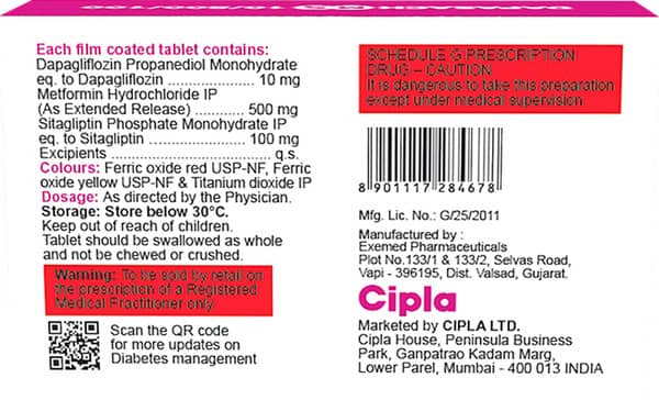 Dapasach Ms 10/500/100mg Strip Of 10 Tablets