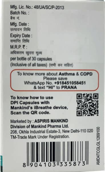 Vilmist 100/25mcg Bottle Of 30 Inhalation Capsules