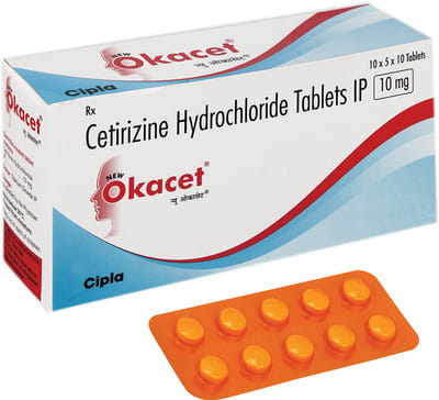New Okacet 10mg Strip Of 10 Tablets