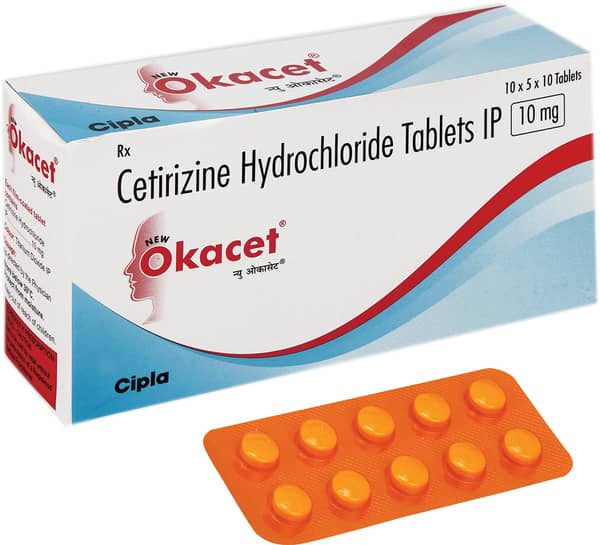 New Okacet 10mg Strip Of 10 Tablets