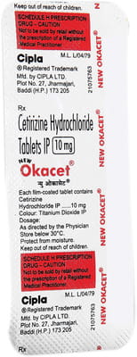 New Okacet 10mg Strip Of 10 Tablets