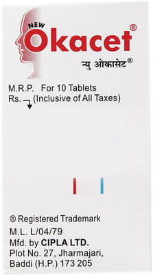 New Okacet 10mg Strip Of 10 Tablets
