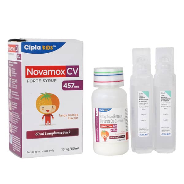 Novamox CV Forte 457mg Dry Syrup | Tangy Orange Flavour