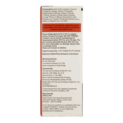 Yurpeak Kwikpen 2.5mg Pre Filled Pen Of 2.4ml Solution For Injection