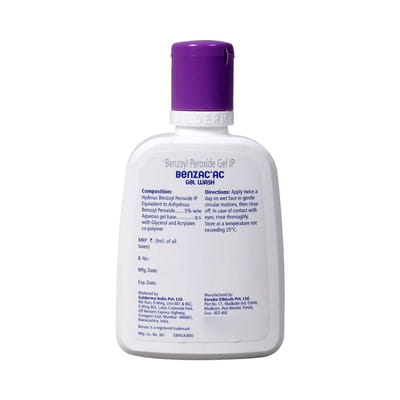 Benzac Ac 5% Bottle Of 100ml Gel Wash
