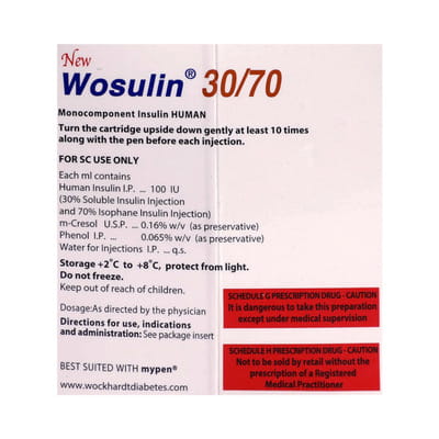 Wosulin 30/70 100iu Dispopen 2 Pre Filled Pen Of 3ml Injection