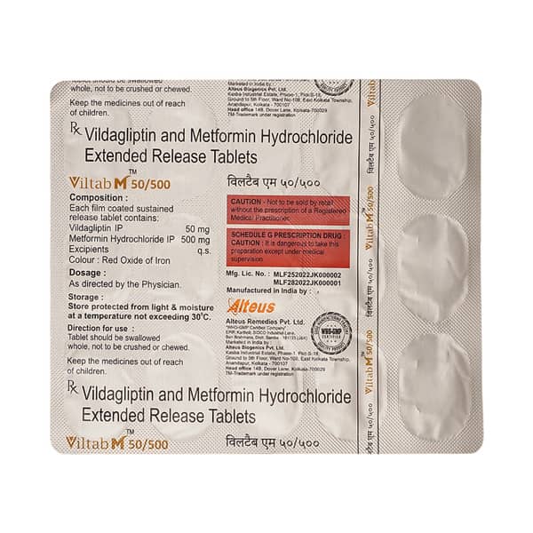 Viltab M 50/500Mg Strip Of 15 Tablets