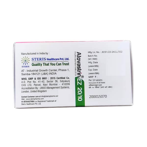 Atovastrin Ez 20/10Mg Strip Of 10 Tablets