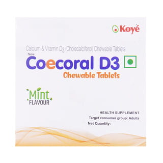 New Coecoral D3 Mint Flavour Strip Of 15 Chewable Tablets