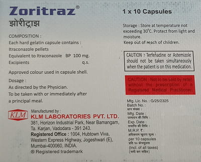 Zoritraz 100mg Strip Of 10 Capsules
