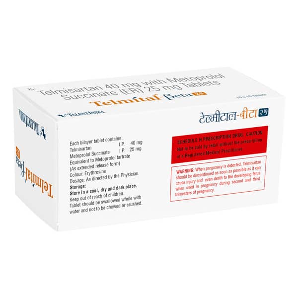 Telmital Beta 25mg Strip Of 10 Tablets