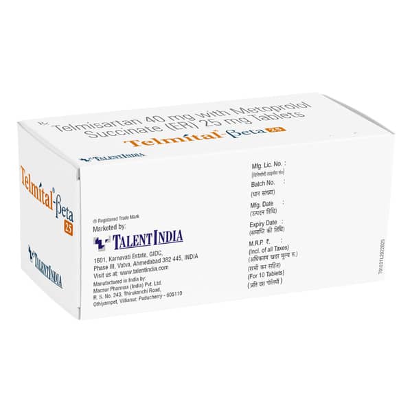 Telmital Beta 25mg Strip Of 10 Tablets