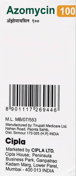 Azomycin 100mg Peppermint And Orange Flavour Bottle Of 15ml Suspension