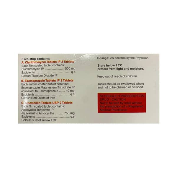 Esomac Hp 750mg Strip Of 6 Combikit Tablets