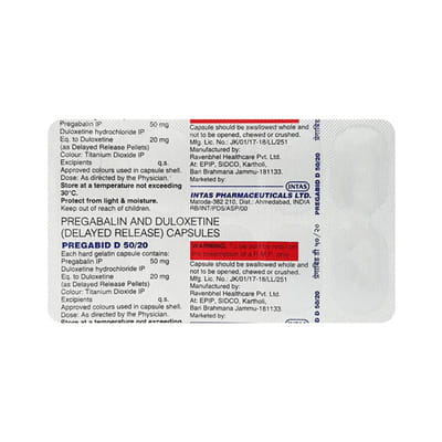 Pregabid D 50/20mg Strip Of 10 Capsules