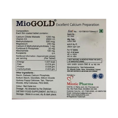 Miogold Strip Of 15 Tablets