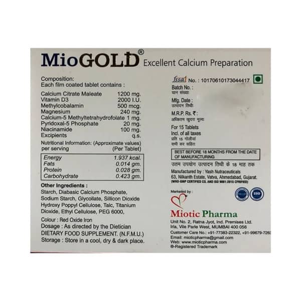 Miogold Strip Of 15 Tablets