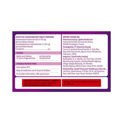 Allegra D 60/120mg Strip Of 10 Tablets