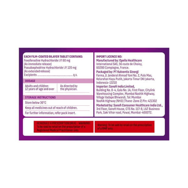 Allegra D 60/120Mg Strip Of 10 Tablets