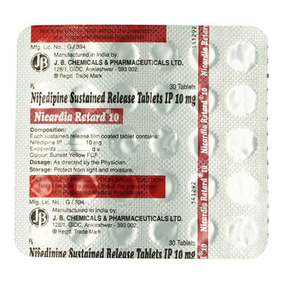 Nicardia Retard 10mg Strip Of 30 Tablets