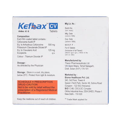 Kefbax Cv 500/125mg Strip Of 10 Tablets