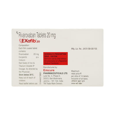 Exafib 20mg Strip Of 14 Tablets