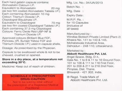 Stator Cv 20mg Strip Of 15 Capsules